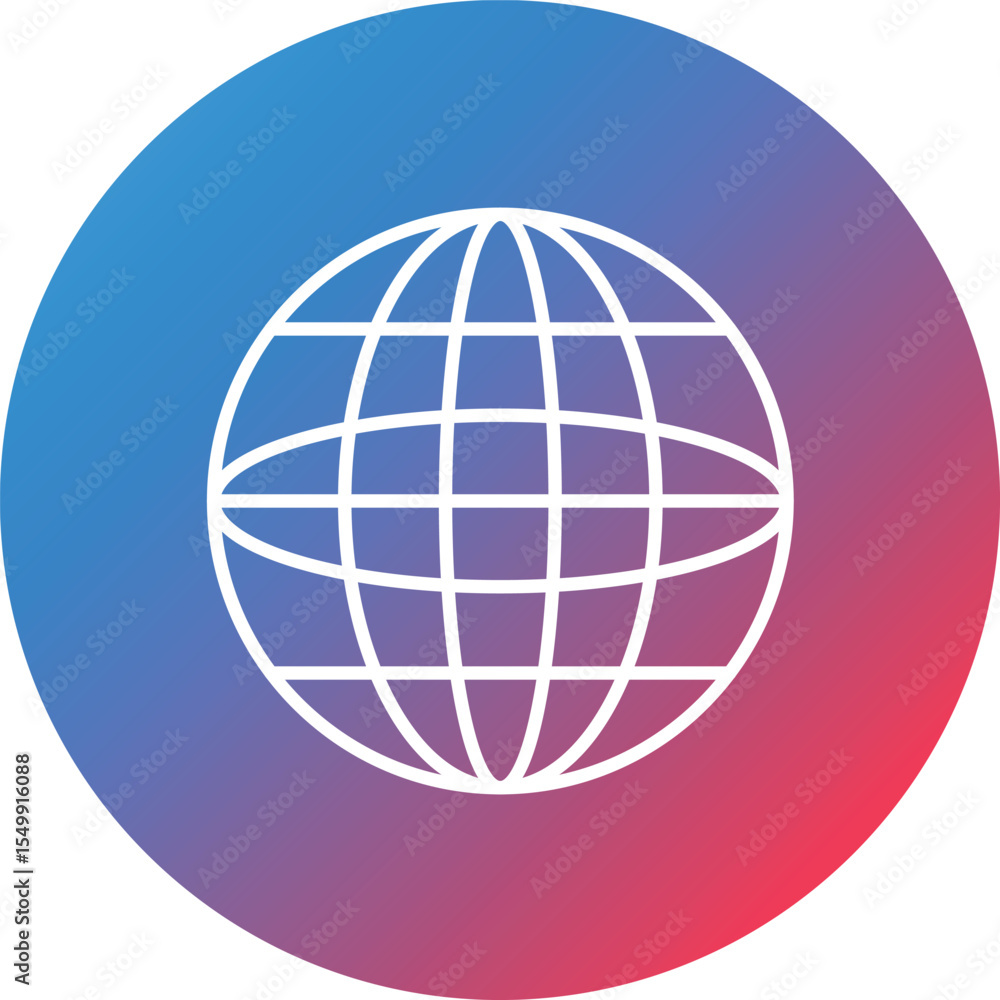 Poster globe line gradient circle background icon