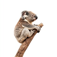 Fototapeta premium A australian koala bear full body front view isolated on a white background