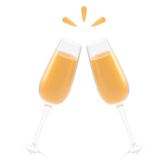 Champagne Cheers 01 3d icon in cartoon plastic style minimal isolated on transparent white background, clipping path	

