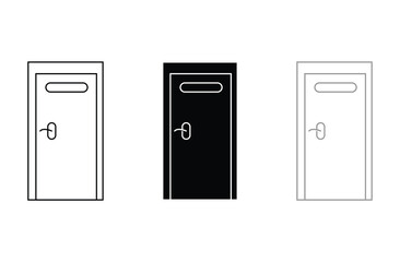 Creative and minimal door logo vector template. Door icon set. closed entrance door icon vector. Doors pictogram isolated on white background. door icon vector illustration. Eps file 129.
