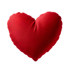 A red heart shaped pillow isolated on a transparent background
