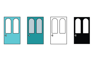 House door icon. Simple illustration of house door vector icon for web design isolated on white background. Door icon set flat style. Door front vector icon. Vector illustration. Eps file 130.