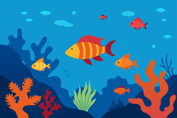 Naklejka premium coral reef with fishes