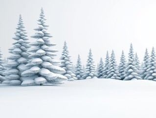 Fototapeta premium Snowy pine forest scene