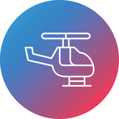 Helicopter Line Gradient Circle Background Icon