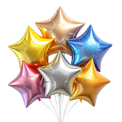 A Cluster of Colorful StarShaped Balloons isolated on transparent baackground