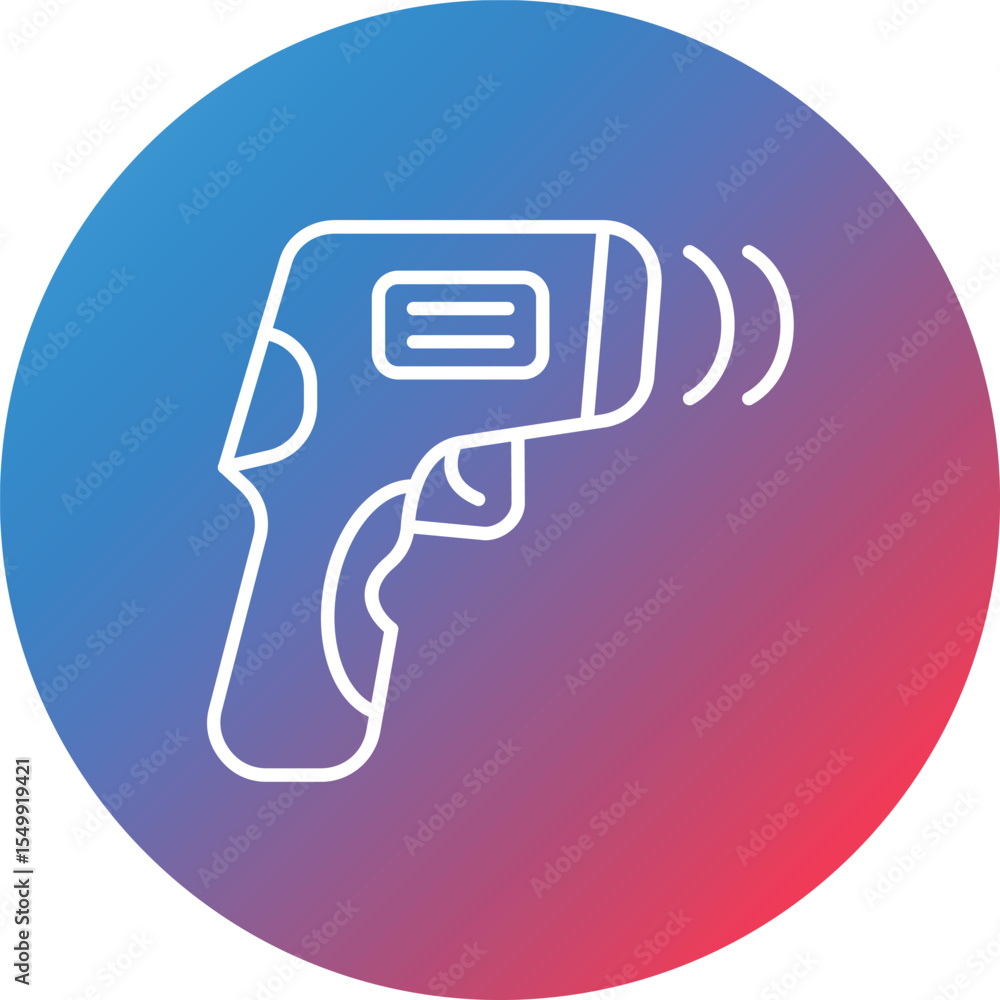 Poster thermometer gun line gradient circle background icon