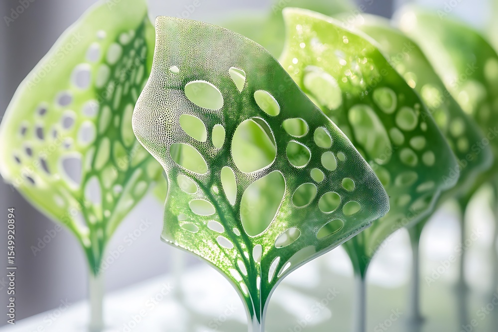 Poster adaptive bioengineered leaf structures designed to capture and store solar energy efficiently