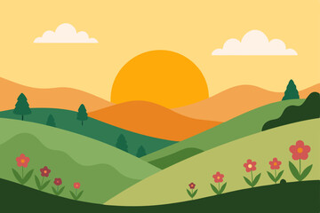Fototapeta premium landscape with mountains and hills