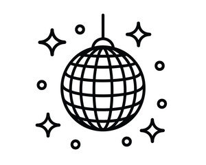 Retro disco ball with sparkling stars and circles for a festive party atmosphere