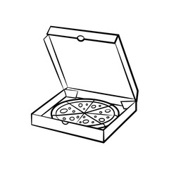 Pizza in a Cardboard Box Outline