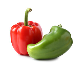 Ripe colorful bell peppers isolated on white