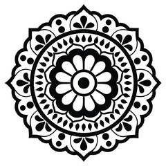 Ornamental round lace mandala pattern with floral vintage elements and intricate arabesque design