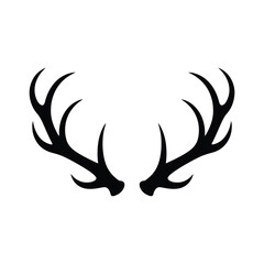 Stylized black silhouette of deer antlers against a white background