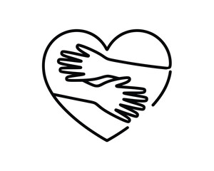 Two hands embracing inside a heart shape symbolizing love and support