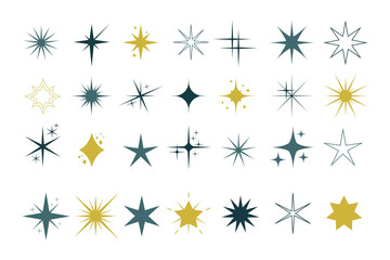 Vector Illustration of Sparkle Icon Set. Sparkle and Twinkle Icon Set on White Background
