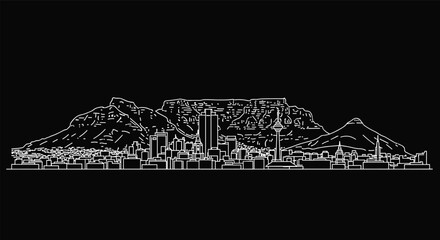 Fototapeta premium Cape Town South Africa Skyline Silhouette The Landscape Of The City With The Table Mountain