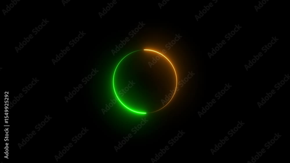 Poster colorful neon animation in dark background,abstract blue red neon glowing circle frame, animated mov