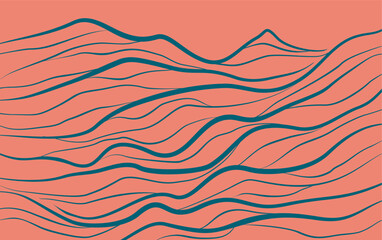 Mountain art background vector. Minimal landscape art with flat color brush design