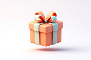 Obraz premium Peach and Mint Gift Box 3D Render of a Present with Bow