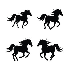 horse silhouettes set