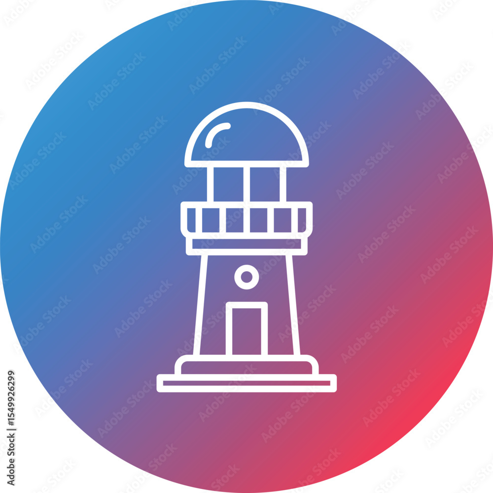Poster lighthouse line gradient circle background icon