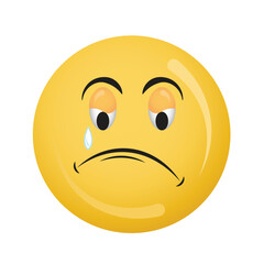 A yellow, circular emoji with a sad expression. A Smiley type sad face