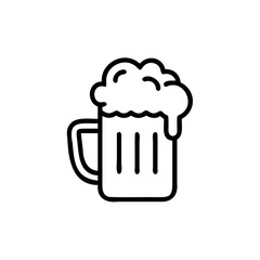 Handdrawn Beer Mug Icon Outline Foamy Top Beverage Glass Drink Alcohol Pub Brewery