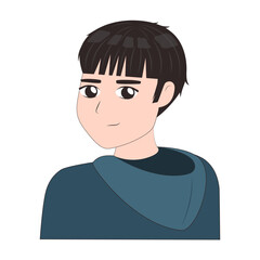 Portrait of Cute Teenage Boy in Hoodie-clothes. Anime Avatar for Poster, Cover Or Banner