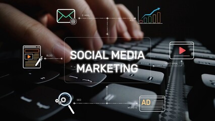 Social media marketing strategy with engagement metrics. Social marketing boosts media visibility....
