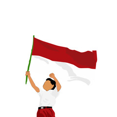 hand holding a flag of Indonesia