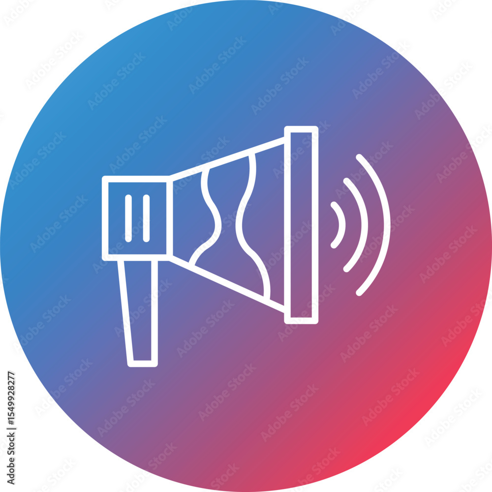 Poster megaphone line gradient circle background icon