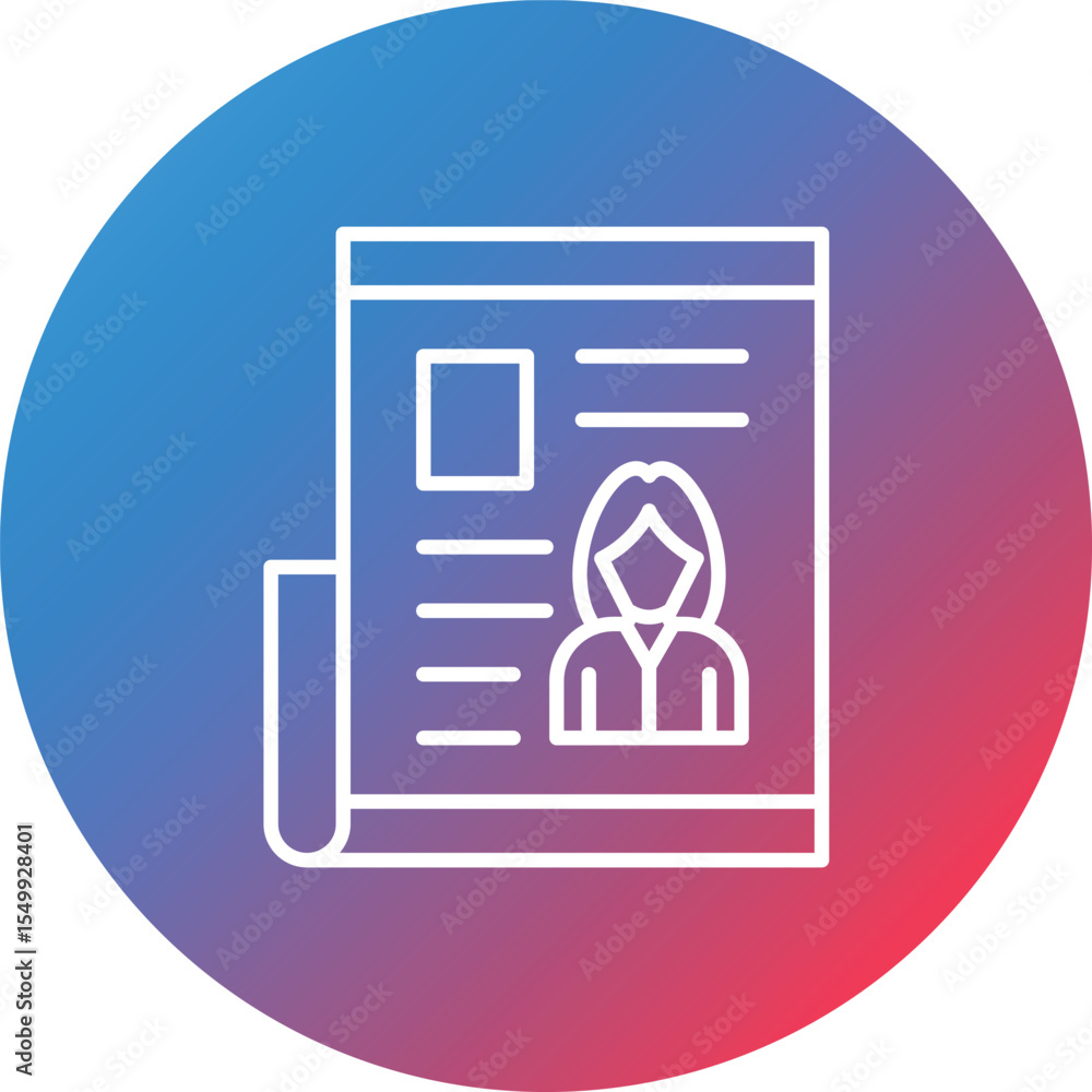 Poster tabloid line gradient circle background icon