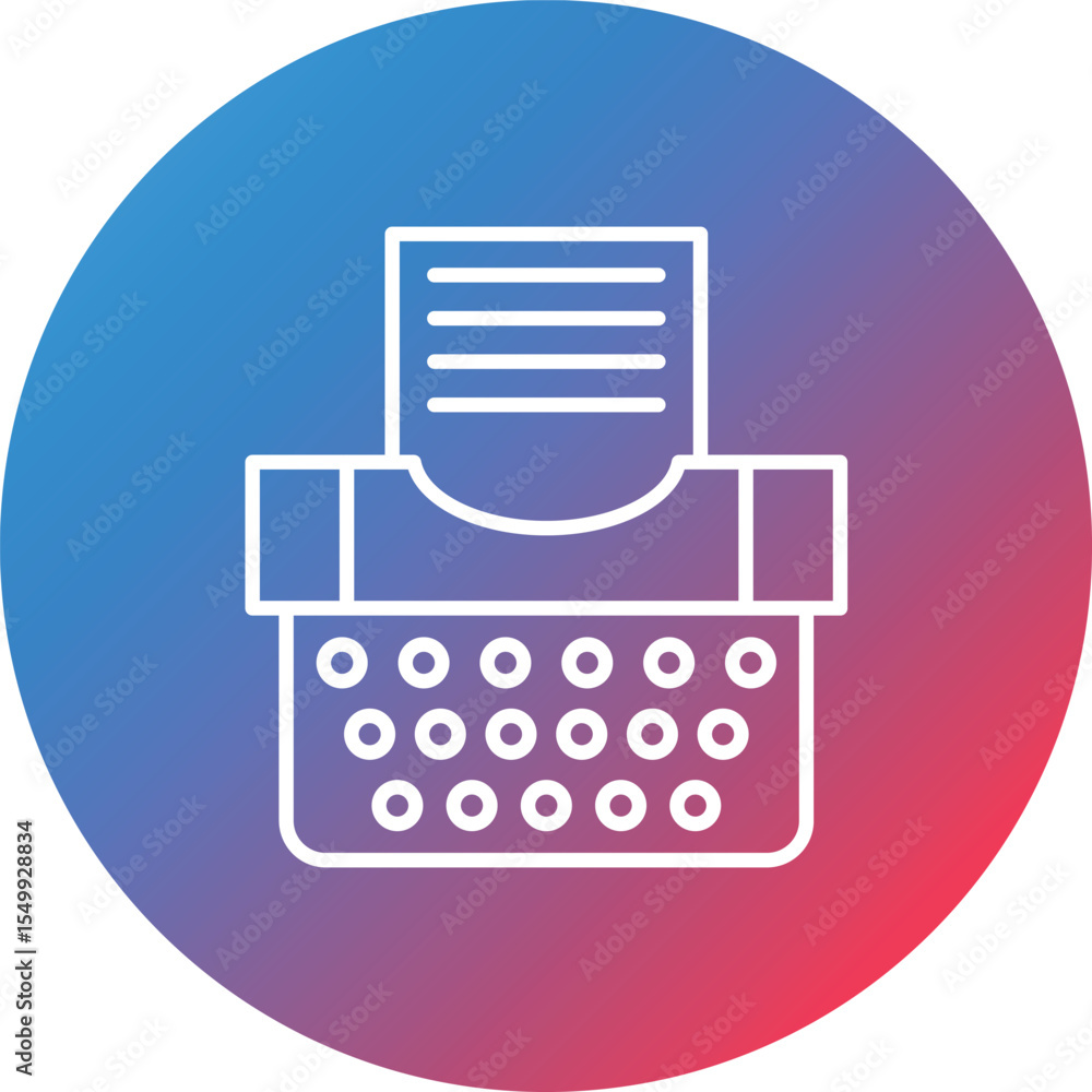 Poster typewriter line gradient circle background icon