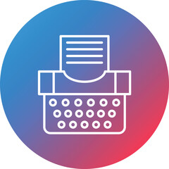 Typewriter Line Gradient Circle Background Icon