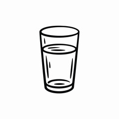 Simple black and white line drawing of a glass filled with water