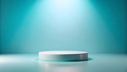 Serene Teal Studio Backdrop with Minimalist White Product Display Platform