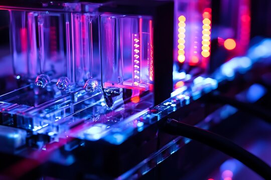 Quantum-assisted DNA sequencing machines with flashing neon code streams and glass interfaces