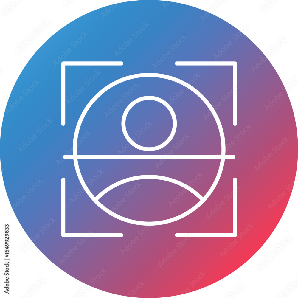 Poster face scanner line gradient circle background icon