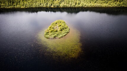 Island of green solitude on water