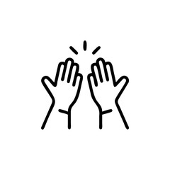 Handdrawn Line Art Two Hands High Five Gesture Success Teamwork Collaboration highfive