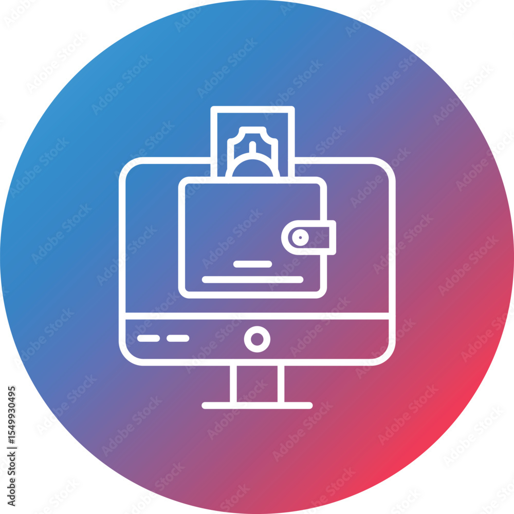 Poster digital wallet line gradient circle background icon