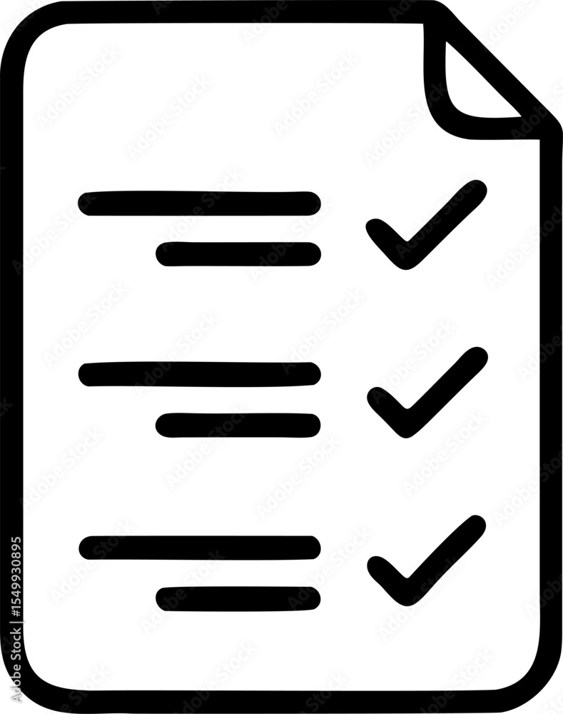 Poster handdrawn checklist document three items completed background vector