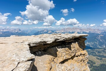 Scenic Mountain View from High Rock Edge with Cloudy Sky