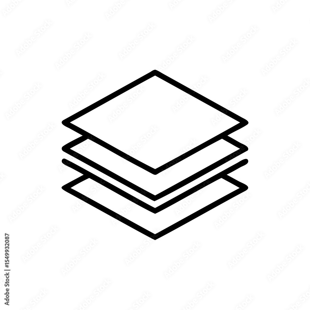 Poster line art stacked square layers icon handdrawn geometric design element simple graphic