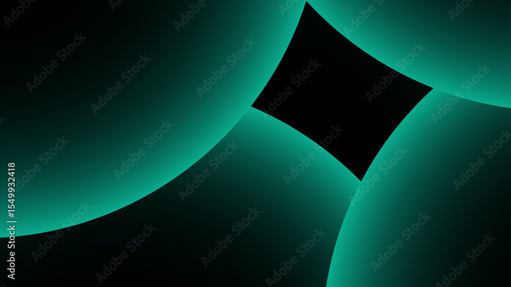 Aufkleber Abstract modern background with overlapping glowing teal-green circular forms on a deep black background. Gradient lighting and smooth edges. Sense of depth, calm, and digital sophistication