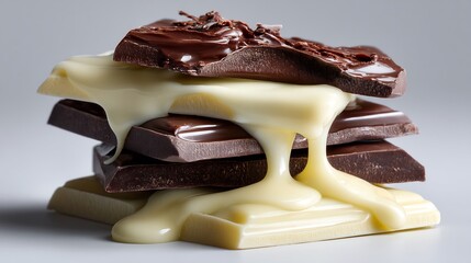 Irresistible chocolate tower with white chocolate cream is mouthwatering delight