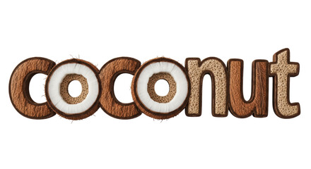 Isolated Coconut Lettering on White Background