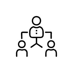 Handdrawn Line Art Icon Manager Two Subordinates Team Leadership vector