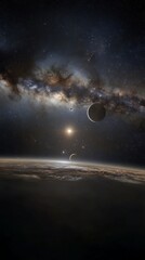 Exoplanet view cosmic nebula milky way